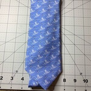 Marlin Fishing Vineyard Vines 100% Silk Light Blue Nautical Tie